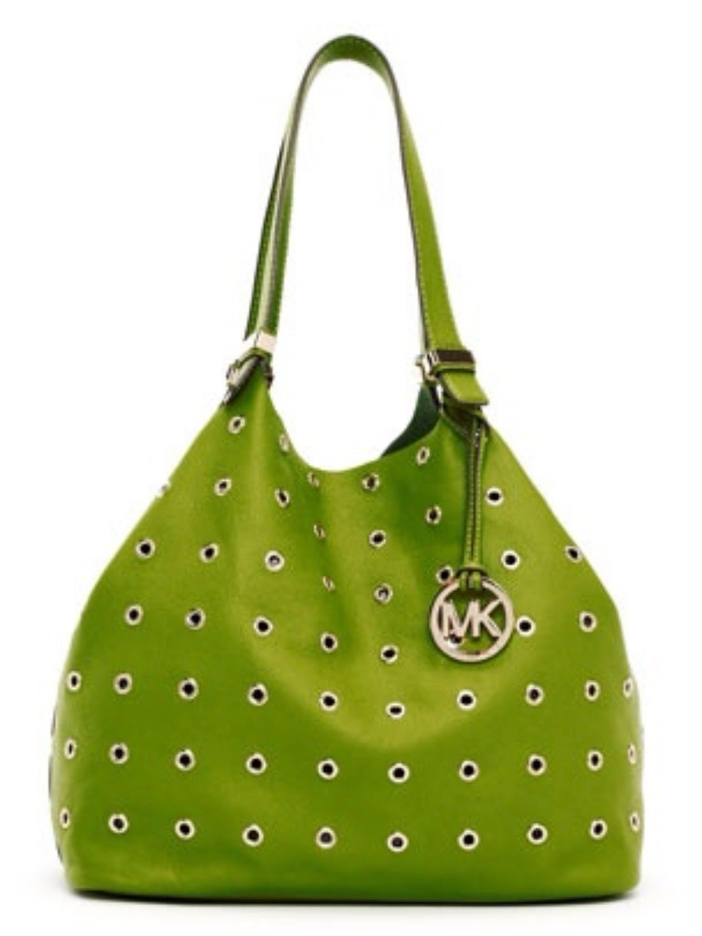 Michael Kors Lime Green Eyelet Leather Shoulder Bag